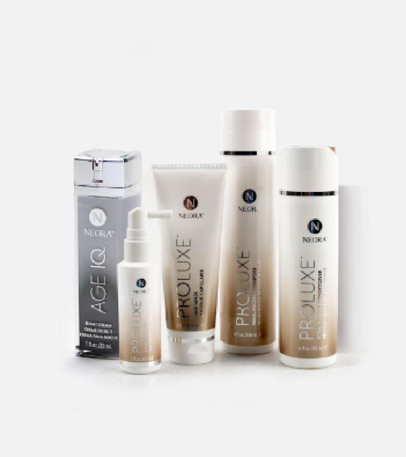  A group shot of Neora products featured in the Hair Care Essentials Pack.